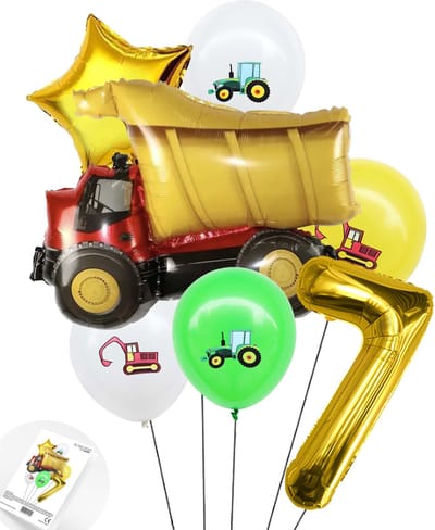 Cijfer Ballon Nummer 7 - Trucker - Vrachtwagen set Ballonnen Feestdecoratie - Snoes - Helium Ballon - Boeket