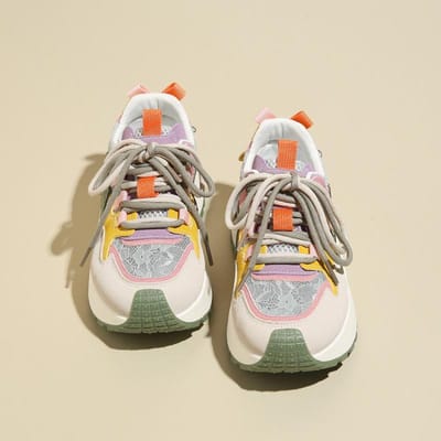 Bn016 Nouvelles chaussures de papa pour femmes, chaussures de voyage décontractées, multicolores et assorties, augmentant la hauteur, respirantes et à semelle épaisse, printemps et été 37 gray