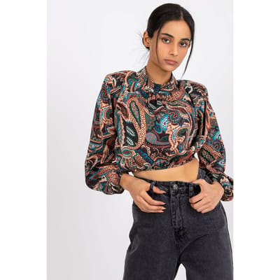 Paisley Luxe Blouse - Brown / One Size