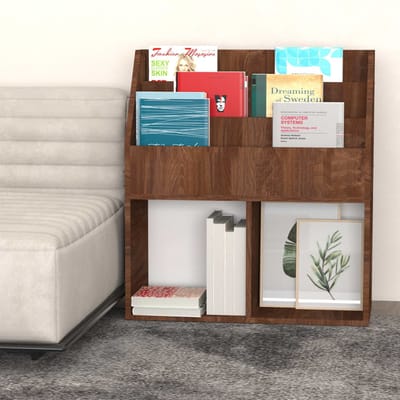 vidaXL - Kindertijdschriftenrek - 71x30x78,5 - cm - bewerkt - hout - bruineiken
