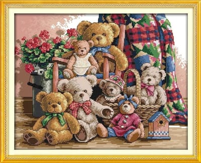 Cross Stitch Kits voor Volwassenen en Kinderen - Voor Beginners, Geprinte en Ongedrukte 14 Count Borduurset voor Thuisdecoratie en Creatieve Projecten