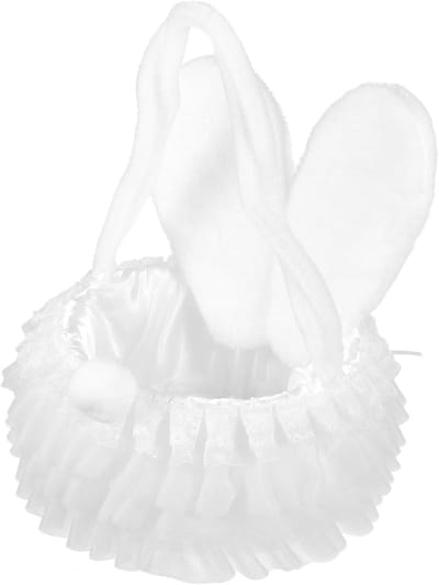 Paasmandje Met Handvat - Bloemenmand Bruiloft - Bloemblaadjes Strooien - Lichtgewicht Draagbaar - 24 x 15 x 8.5 cm - Wit