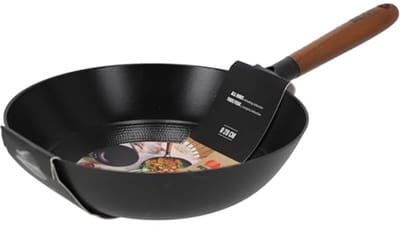 Wok pan 28 cm met keramische coating en houten handvat