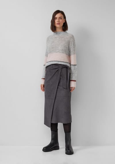 s.Oliver - female - Midirok met overslag en suède look