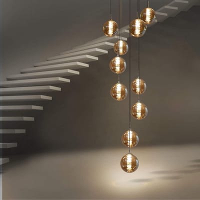 NETTLIFE Hanglamp - G9 - 10-Lichts - Amber - glas - in hoogte verstelbare - eettafel hanglamp - moderne kroonluchter - woonkamer - hal