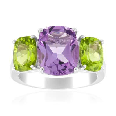 Cavill - Elegante Zilveren Ring 925 Sterling - Braziliaanse Amethist 2,26 ct & Peridot 1,53 ct - Paarse & Groene Edelstenen