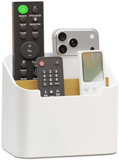 Dailygoods- Afstandsbedieningshouder grote houder - Bureau-organizer - Opberghouder voor afstandsbedieningen - Vakjes voor pennen - Wit - Geschikt voor tv-ontvangers en Blu-ray-spelers
