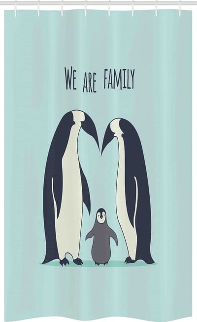 ABAKUHAUS pinguïn douchegordijn – 120 x 180 cm – polyester – waterafstotend