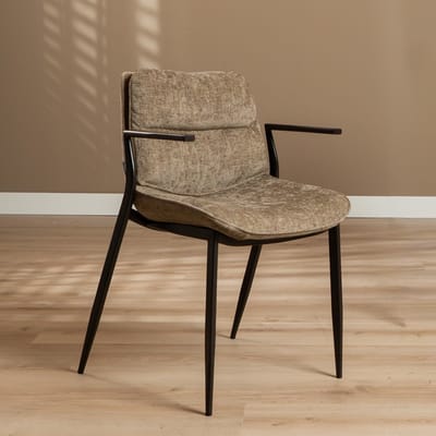 Bronx71® Velvet eetkamerstoel Trevi taupe - stoel