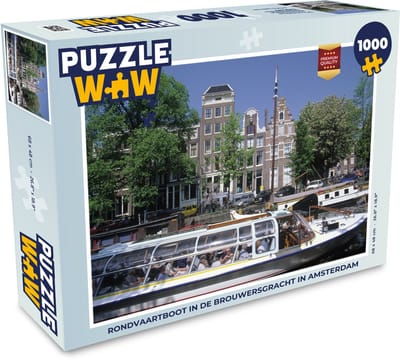 Puzzel Rondvaartboot in de Brouwersgracht in Amsterdam - Legpuzzel - Puzzel 1000 stukjes volwassenen
