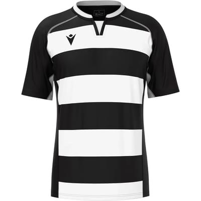 Macron Alabaster Rugbyshirt Heren - Zwart / Wit | Maat: 3XL