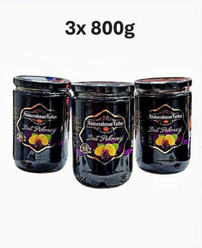 Abdurrahman Tatlici Dut Pekmez 3x 800g – 100% Natuurlijke Moerbeimelasse – Zonder Toegevoegde Suiker – Puur & Onbewerkt – Rijk aan IJzer – Traditioneel Turks Product