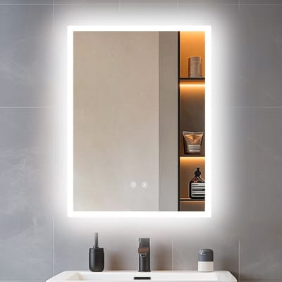 LUVODI LED-badkamerspiegel - 45 x 60 cm wandspiegel met verlichting - instelbare helderheid - 3 lichtkleuren - ontwaseming
