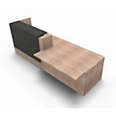 Balie Spezia, opbergplek, links, B 3060 x D 1125 x H 1130 mm, ieppatroon/leder grijs