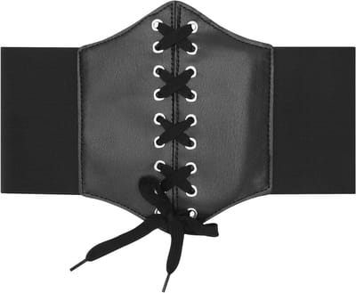 Zwarte Corsetriem voor Vrouwen met Brede Lace-Up en Elastische Band - Retro Tailleband voor Piratenkostuum en Halloween Outfits