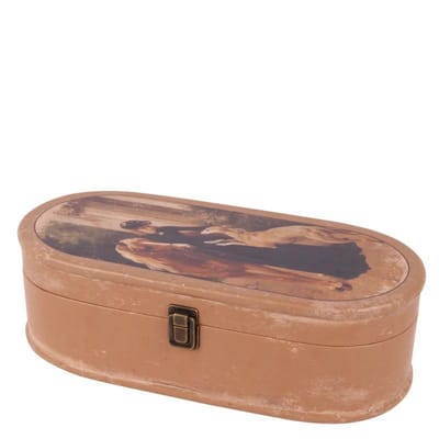Doosje ovaal - Decoratie - Opbergkistje - Dame met paard - 35x15 cm