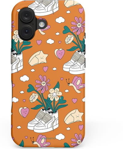 Casetastic hoesje geschikt voor Apple iPhone 16 - MagSafe - Dubbellaagse bescherming - Hartentuin - Fashion Case - Terracotta Zand Lichtgrijs
