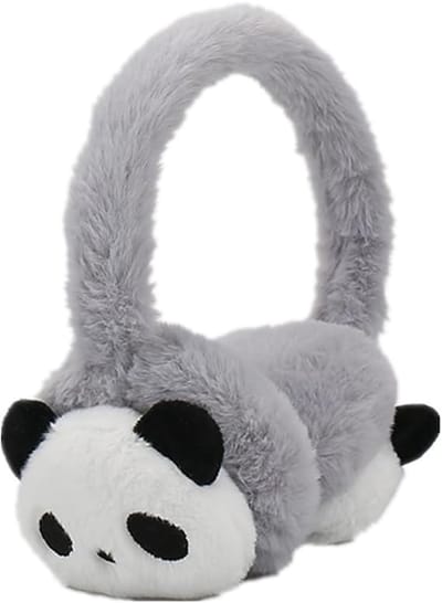 Panda Ear Muffs Adjustable Ear Covers Girls Boys Winter Ski Motorcycle Travel Earwarmers Warm Plush Earmuffs Against Cold Ear Protect Soft, grijs