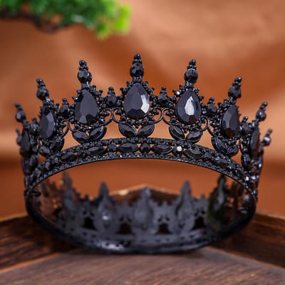 Barok Retro stijl Ronde Bruiloftskroon Bruids Pageant Strass Kristal Tiara's Kroonlijst Hoofdsieraden Voor Koninginnen en Koning brown