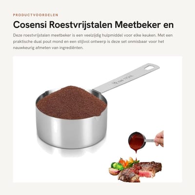 Dailygoods- Meetbeker Roestvrij Staal - Maatbeker 1 Liter - Maatbeker Set - Maatbeker Klein - Maatbeker Met Deksel - Keukenaccessoires