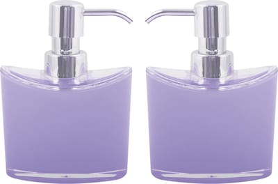 MSV Zeeppompje/dispenser Aveiro - 2x - PS kunststof - lila paars/zilver - 11 x 14 cm - 260 ml