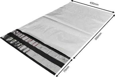 Kortpack - Verzendzakken 450mm breed x 550mm lang, 60my dik - Met Dubbelvoudige Sluiting - 250 stuks - Coex-zakken - Wit van buiten, Zwart van binnen - (017.0009)
