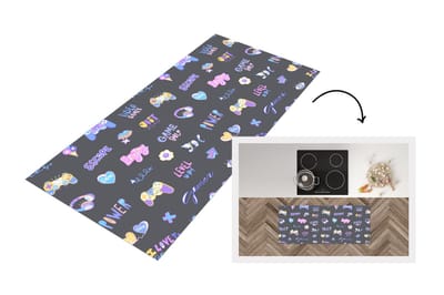 Keukenloper - Loper keuken - Meisjes - Gaming - Console - Patronen - 120x50 cm - Keukenloper vinyl