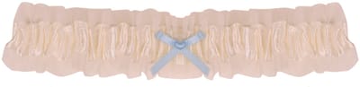 Kousenband Ivoorkleurig met Organza & Lichtblauw Strikje - 33cm Elastisch