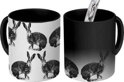 Magische Mok - Foto op Warmte Mokken - Koffiemok - Vintage - Design - Konijn - Dieren - Magic Mok - Beker - 350 ML - Theemok