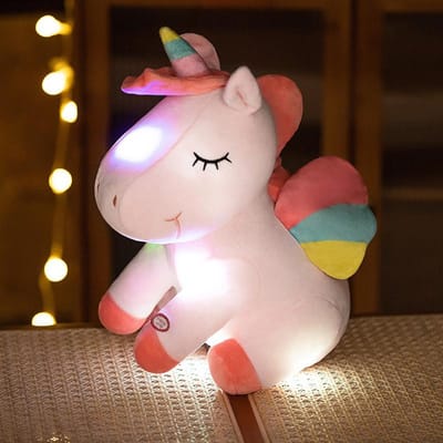 9,8'' Oplichtend Eenhoorn Knuffeldier Zacht Pluche Speelgoed Met Kleurrijk LED Nachtlampje Eenhoorn Speelgoed Kinderen Vakantie Verjaardag Cadeaus Jongen wit