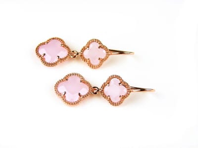 model Double Fiori klein oorringen in zilver roze verguld lichtroze