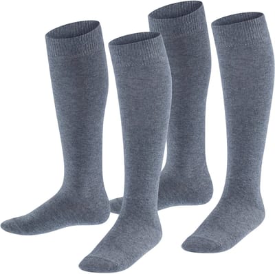 Esprit Foot Logo 2-Pack versterkt slijtvast katoen multipack kniekousen kinderen grijs - maat 31-34