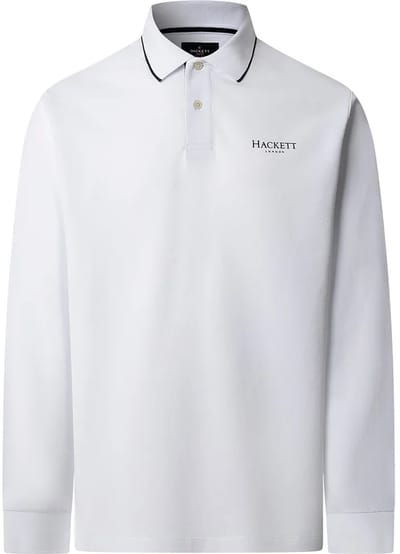 Hackett Heritage Ess Lange Mouw Poloshirt Wit M Man