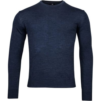 Baileys Trui Crew Neck Pullover Single Knit Uni Merino Dark Blue / male