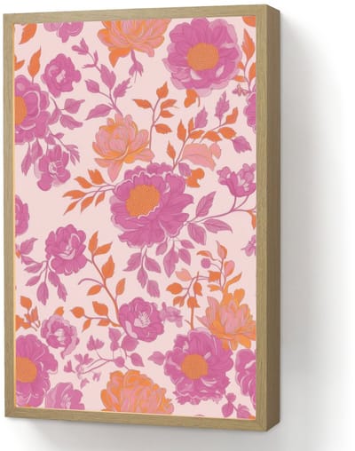Wandlamp 40x60 cm - Oplaadbaar - Bloemenpatroon - Roze - Oranje - Bloemen - Wandlampen binnen woonkamer - Slaapkamer lamp - Decoratieve nachtlamp - Vloerlamp draadloos
