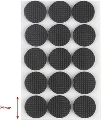 FSW-Products - Zelfklevend Meubelonderzetters Zwart – 15 Stuks - 2.5cm dia - Antikras - Zelfklevende Vilt - Stoelpoot Beschermers - Vloer beschermer - Viltjes stoelpoten – Anti kras – Bescherm Vilt – Stoel onderzetter - EVA - Meubelonderzetter