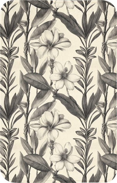 WC mat 50x80 cm - Antislip - Klassiek - Botanisch - Zwart - Beige - Toiletmat - Vloermat - Douchemat - Toilet tapijt - Toiletmatten