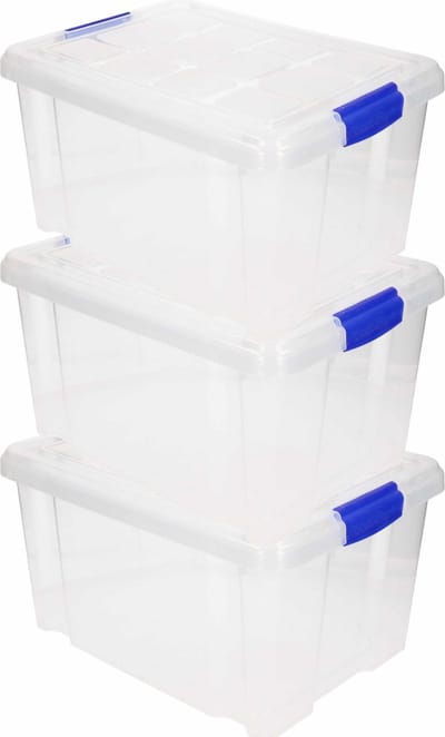 PlasticForte Opbergbak met deksel - 3x - 5 liter - transparant - 29 x 19 x 14 cm - opslagbak