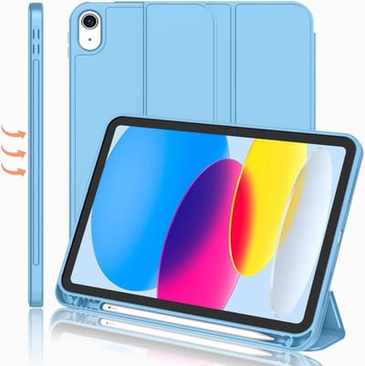 Hoes geschikt voor iPad A16 hoes - ipad 2025 hoes Licht Blauw - iPad (A16) 11th/10th Generation Case(2025/2022) met pencil houder - Smart bookcase
