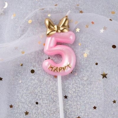 DW4Trading Verjaardagskaars 5 Happy Roze - Cijferkaars - Taartversiering