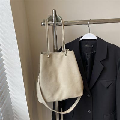Lente en Zomer Canvas Tas Nieuw Eenvoudig Koreaanse Stijl Mode Trendy Emmer Tas Grote Capaciteit Schoudertas Crossbody Tas gray