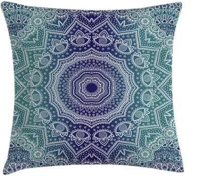 ABAKUHAUS Mandala-kussenhoes – Ombre Tribe – 45x45 cm – Teal/Lila, Rits