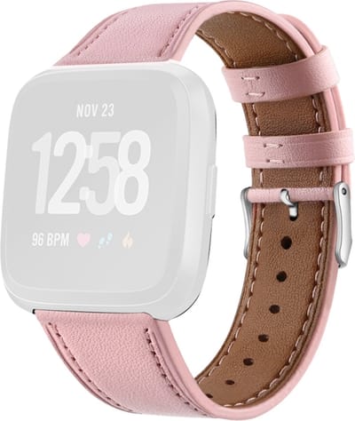 Leren bandje - geschikt voor Fitbit Versa / Versa 2 - roze
