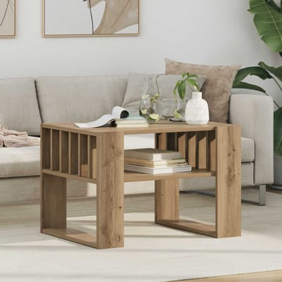vidaXL - Salontafel - Artisan - Eiken - 66 - x - 49,5 - x - 45 - cm - Bewerkt - hout