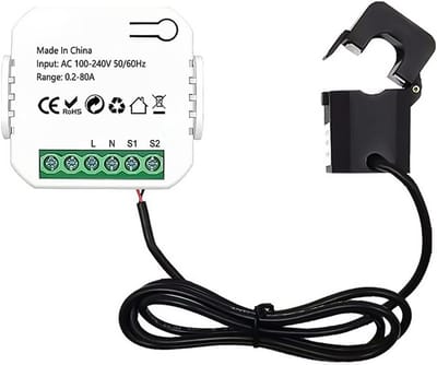 Slimme Energiemeter - Stroomverbruiksmonitor - Energie Besparen - WiFi Connectiviteit - 80A Max - Grijs