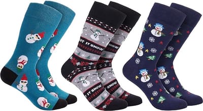 BRUBAKER 3 Paar Kerstsokken - Grappige Sokken Met Kerstmotieven - Katoen - Heren En Dames Cadeau Voor Kerstmis - Unisex Katoenen Sokken- maat 35-40