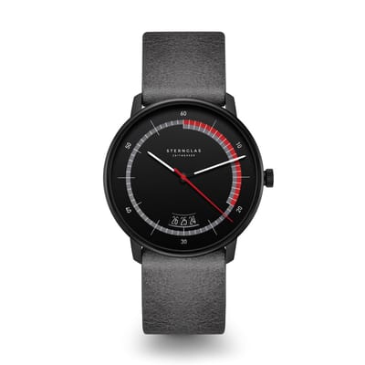 Sternglas S01-NAS05-VI21 NAOS EDITION SPORT Heren Horloge - Saffierglas - Staal/Leer - Zwart - Ø 38 mm - Quartz - Gesp - 5 ATM (douchen)