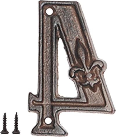 Retro stijl metalen huisnummer 4 - 4.7 inch adresnummer voor brievenbus, duurzaam en weerbestendig