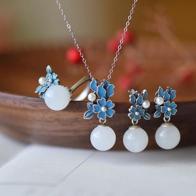 Diwenfu S925 Sterling Zilver 45 Cm Ketting/Oorbellen/Ring Bruiloft Sieraden Sets Tahitiaanse Parel Jewerly Afrikaanse Sieraden Set vrouwen 45cm wit