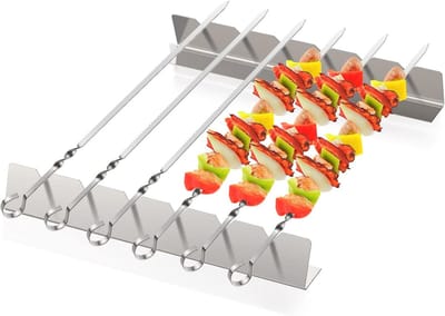 Roestvrij Stalen Grillspiesen Set - 6 Lange Spiesen en Grillaccessoires